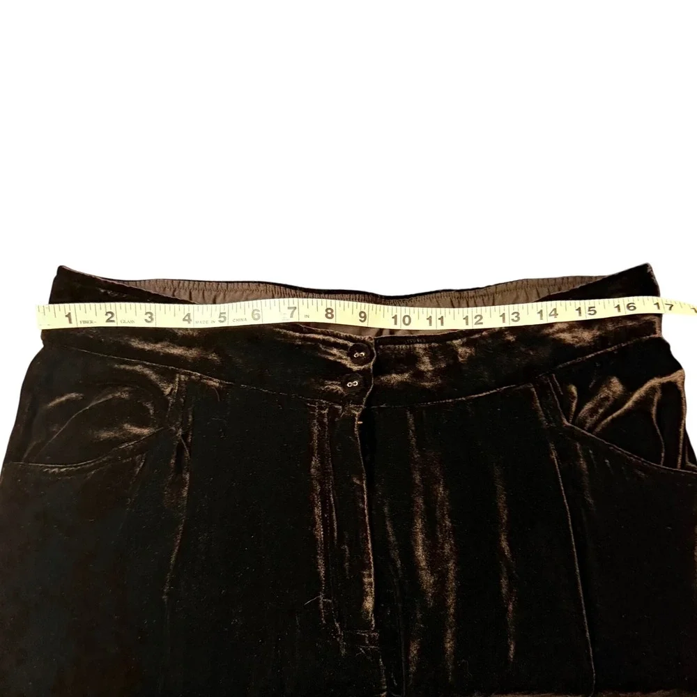 NWT JOHNNY WAS Wide Leg Steffania Black Velvet Embroidered Floral Pants Size L - Picture 5 of 6